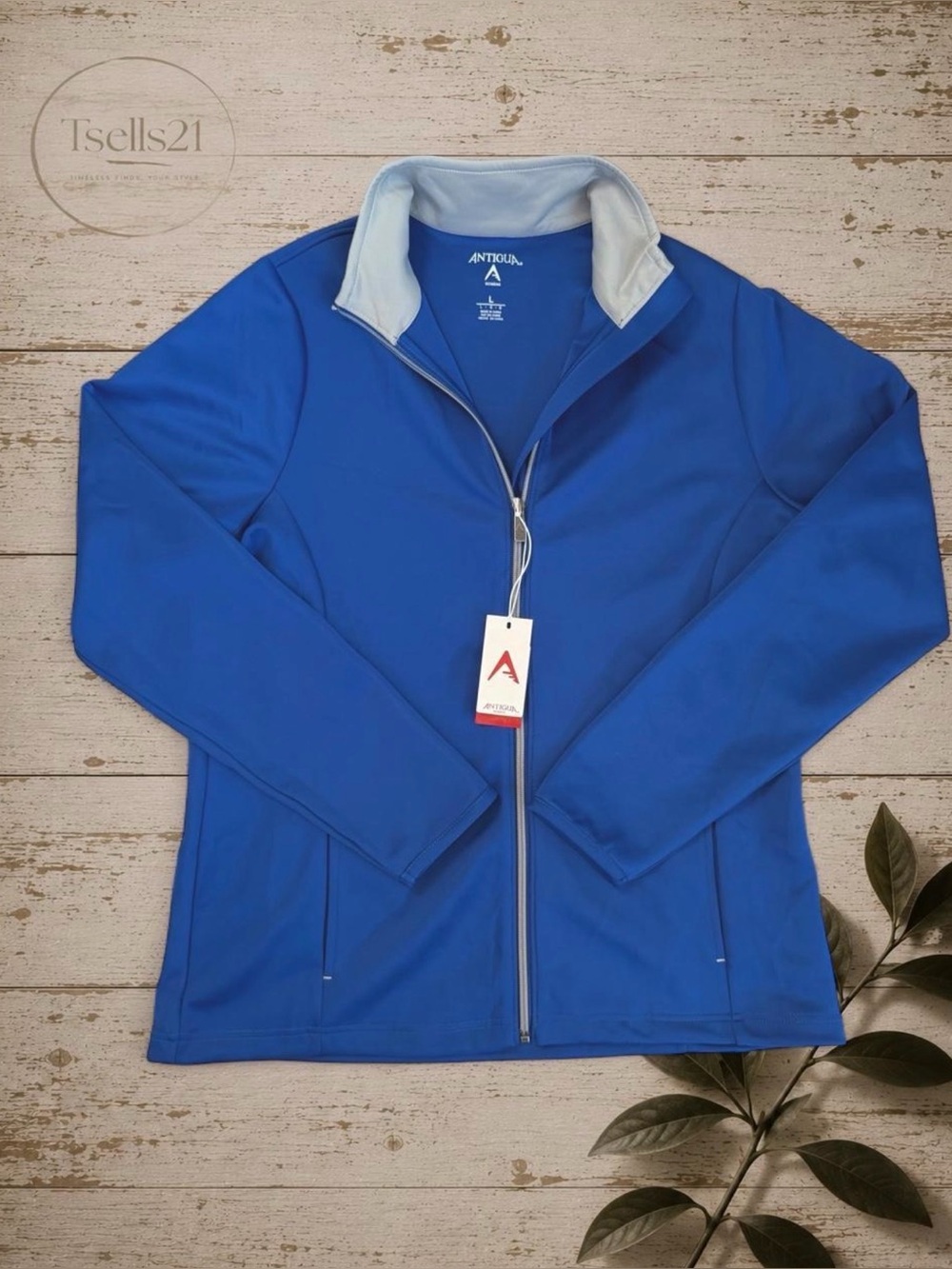 NWT Antigua Women’s Royal Blue Full Zip Lightweight Jacket - Size L
